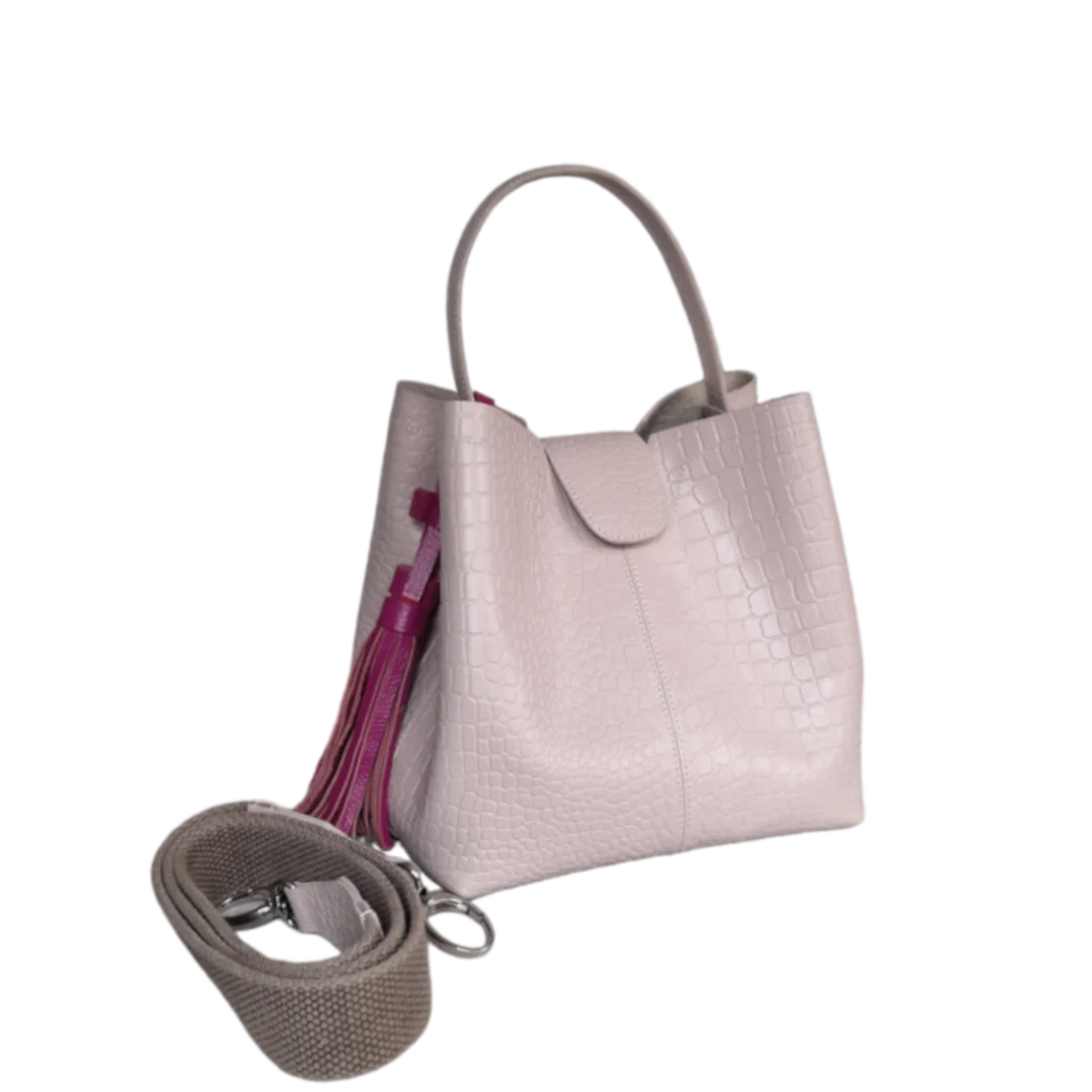 Bolso pequeño en cuero para mujer Lucia reptil nude