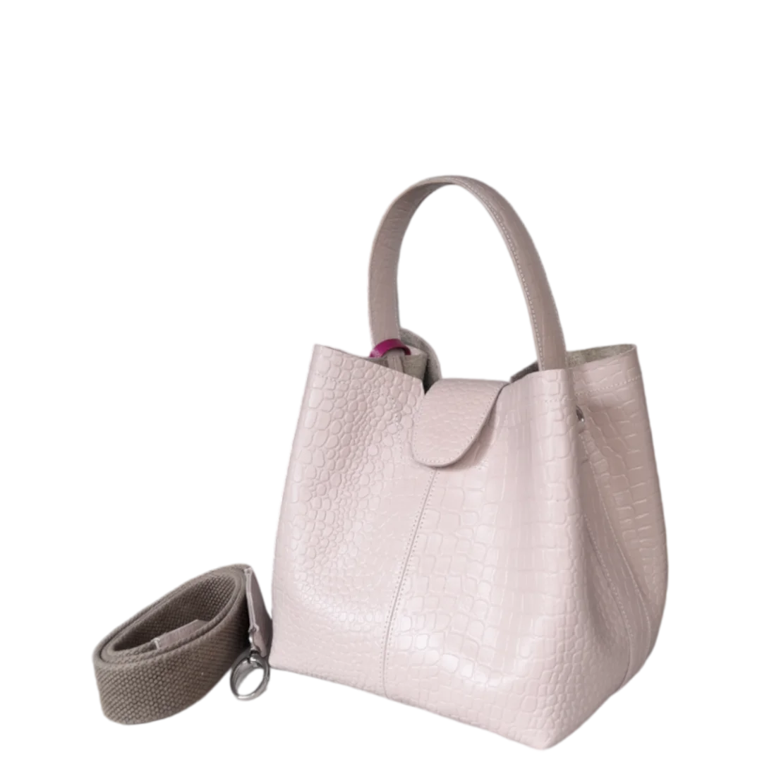 Bolso pequeño en cuero para mujer Lucia reptil nude