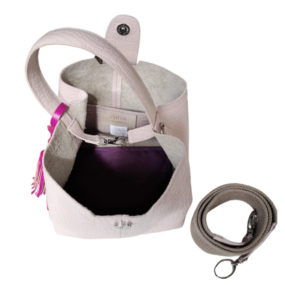 Bolso pequeño en cuero para mujer Lucia reptil nude