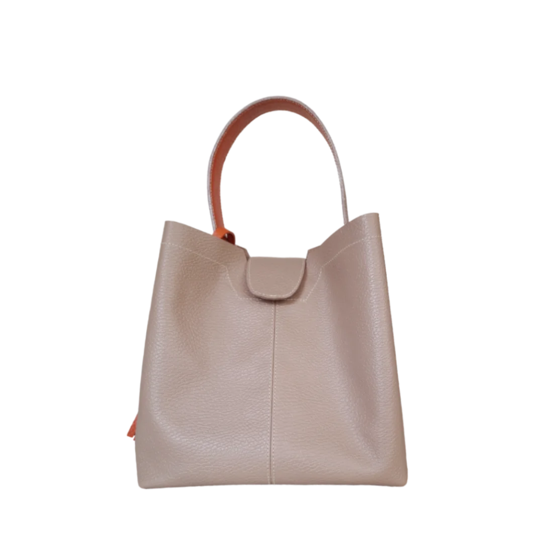 Bolso pequeño en cuero para mujer Lucia taupe
