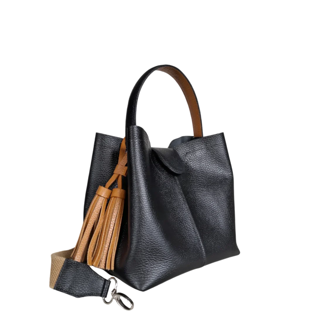 Bolso pequeño en cuero para mujer Lucia color negro