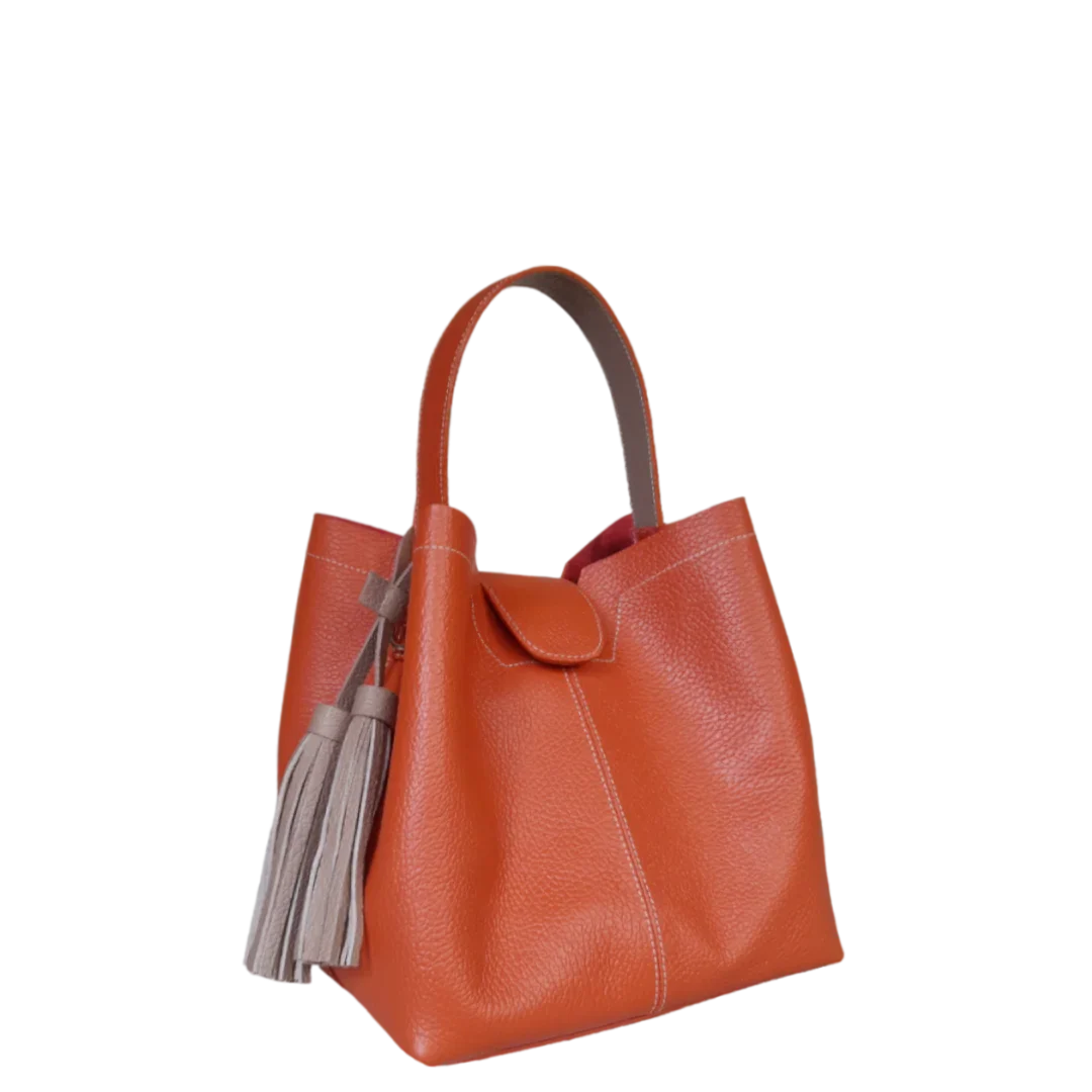Bolso pequeño en cuero para mujer Lucia color jengibre