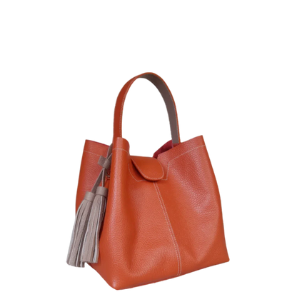 Bolso pequeño en cuero para mujer Lucia color jengibre