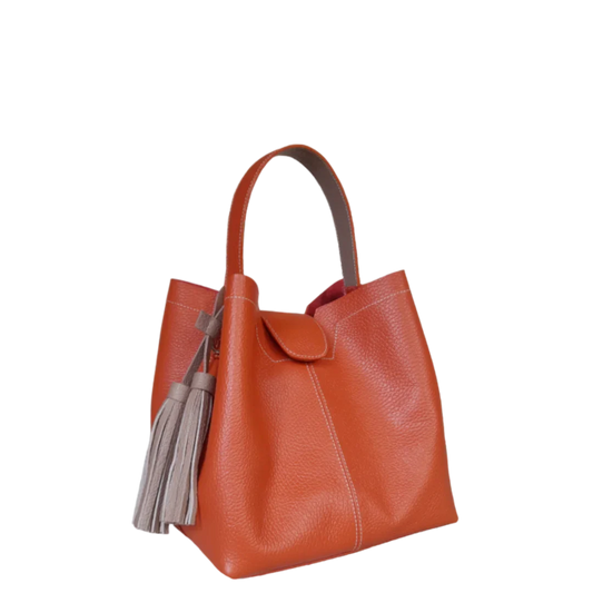 Bolso pequeño en cuero para mujer Lucia color jengibre