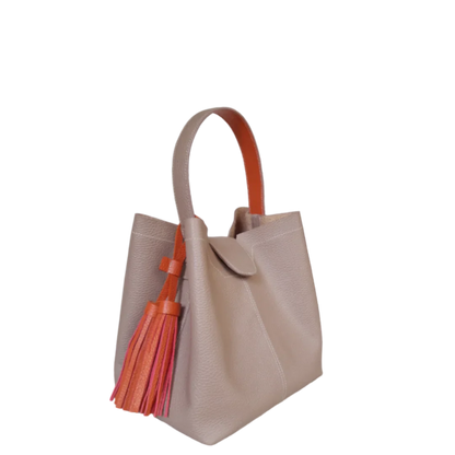 Bolso pequeño en cuero para mujer Lucia taupe