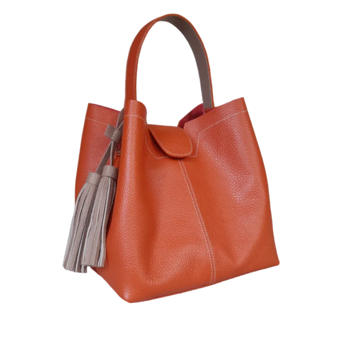 Bolso grande en cuero para mujer Camila color Jengibre