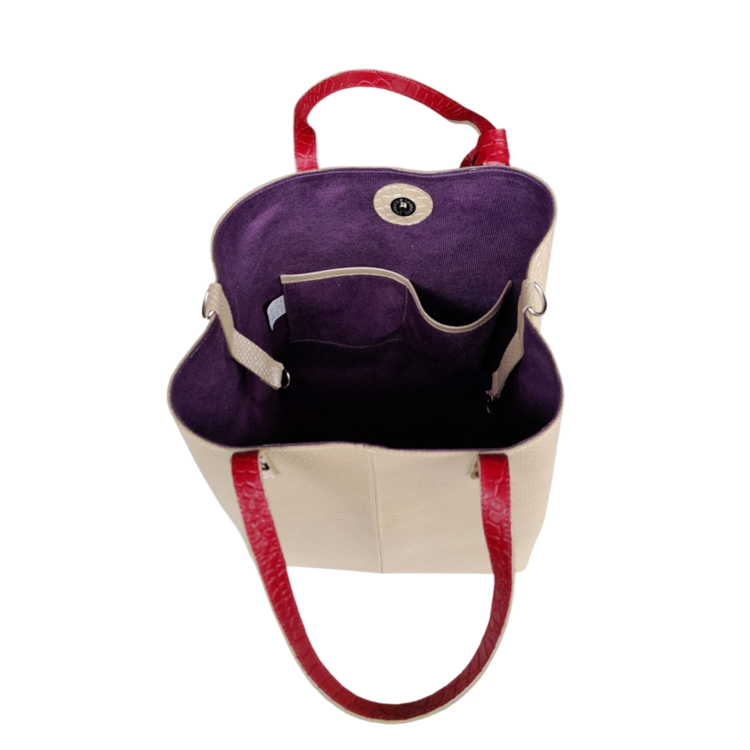 Bolso en cuero para mujer anaconda oro peltre