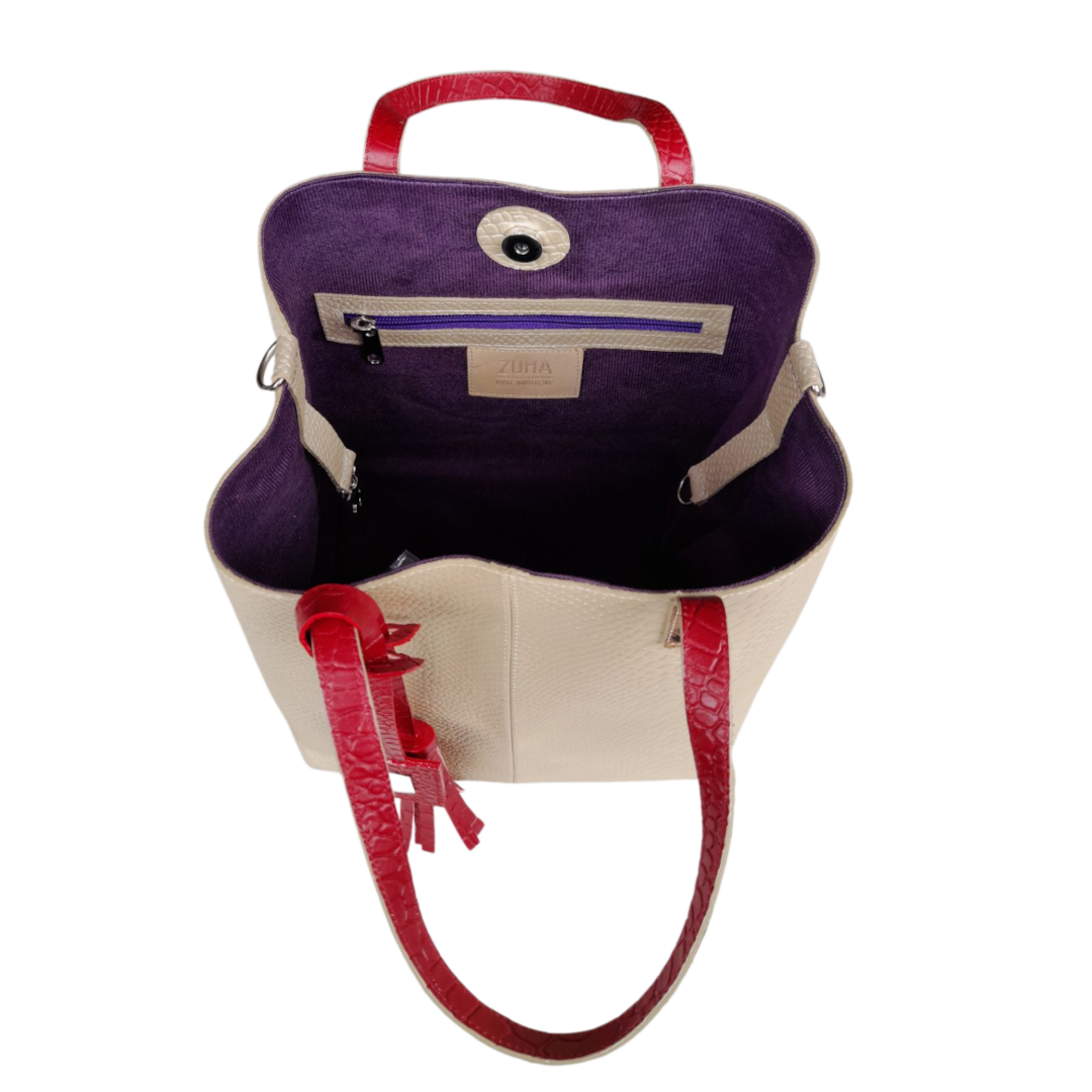 Bolso en cuero para mujer anaconda oro peltre