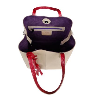 Bolso en cuero para mujer anaconda oro peltre