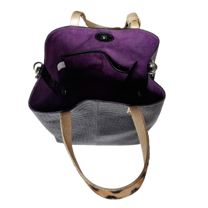 Bolso en  cuero para mujer Giulia Reptil negro