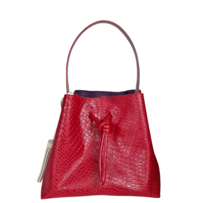 Bolso en cuero para mujer reptil rojo