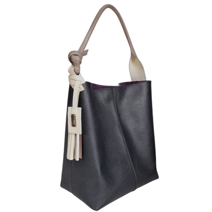 Bolso en cuero para mujer color negro
