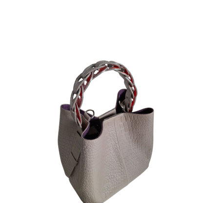 Bolso en cuero para mujer reptil taupe