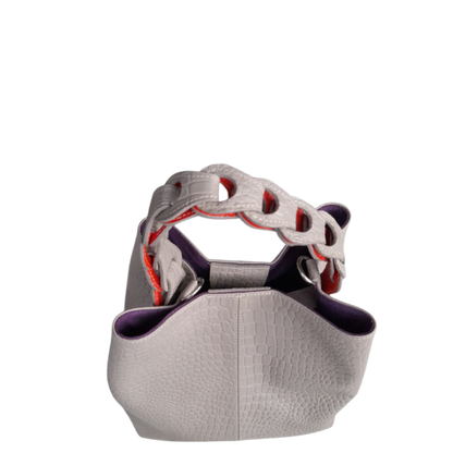 Bolso en cuero para mujer reptil taupe