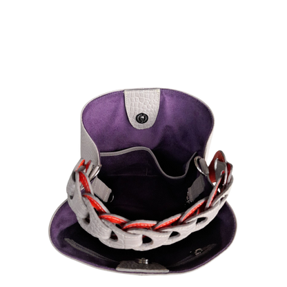 Bolso en cuero para mujer reptil taupe