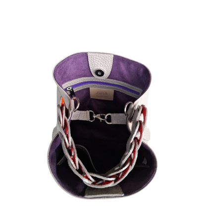 Bolso en cuero para mujer reptil taupe