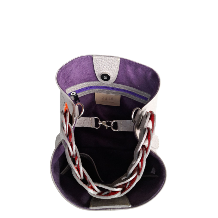 Bolso en cuero para mujer reptil taupe