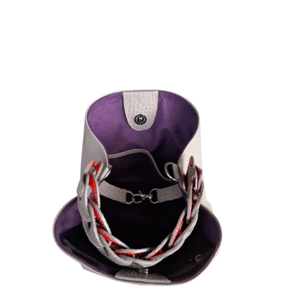 Bolso en cuero para mujer reptil taupe