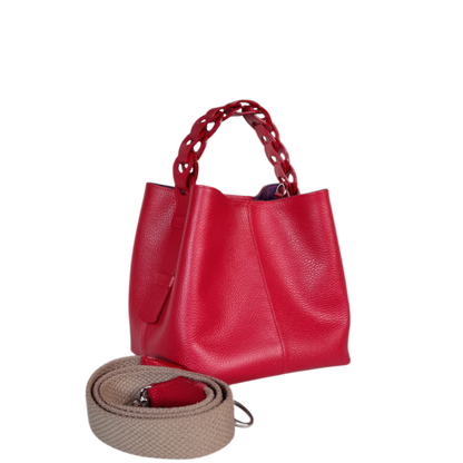 Bolso en cuero para mujer color rojo