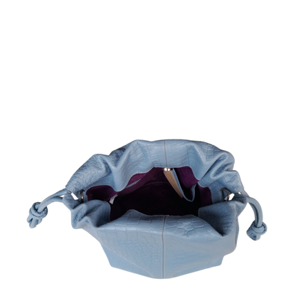 Bolso en cuero mujer reptil azul celeste