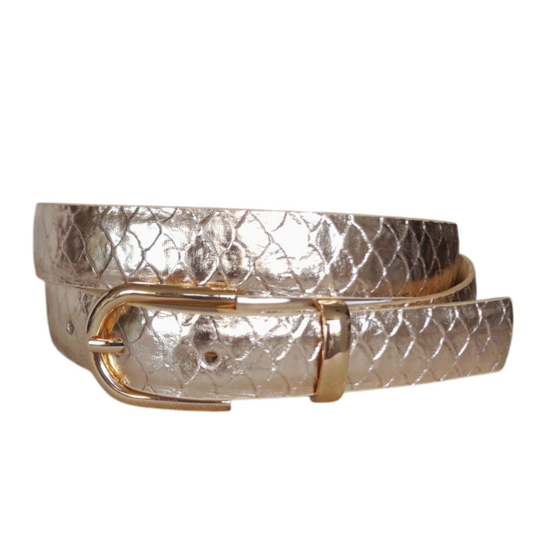 Cinturon en cuero para mujer marca ZUHA en color oro
