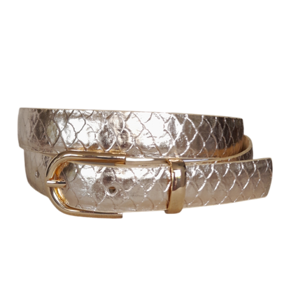 Cinturon en cuero para mujer marca ZUHA en color oro