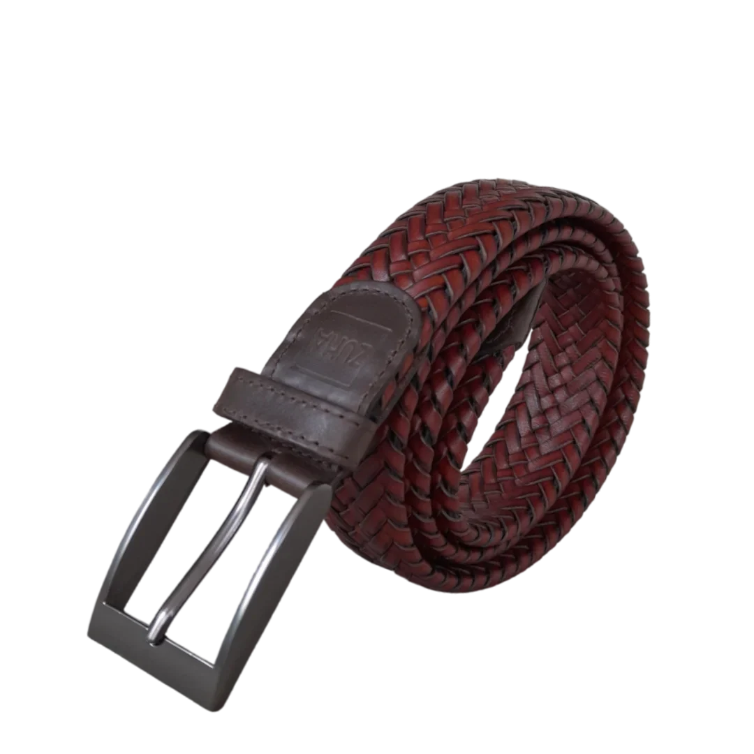 Cinturón trenzado en cuero para hombre marca ZUHA