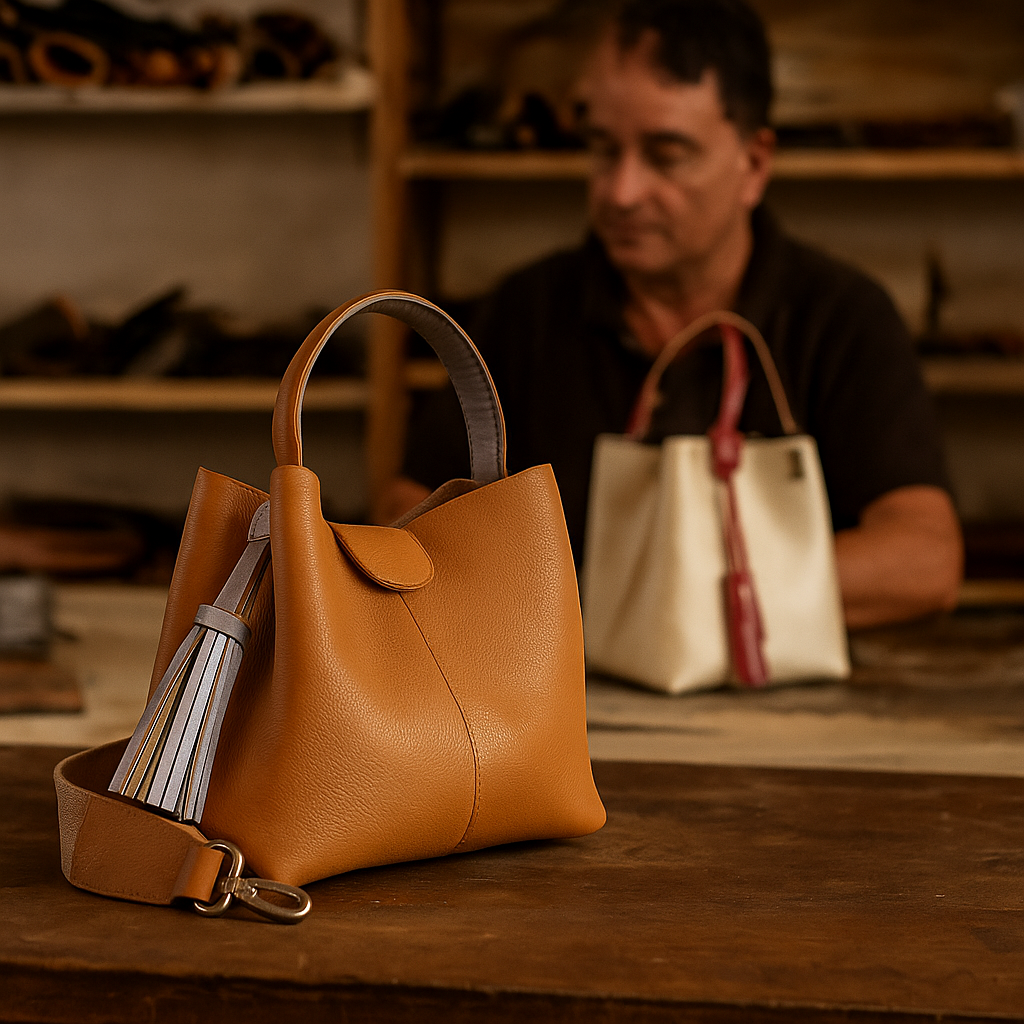 Imagen taller bolsos en cuero marca ZUHA